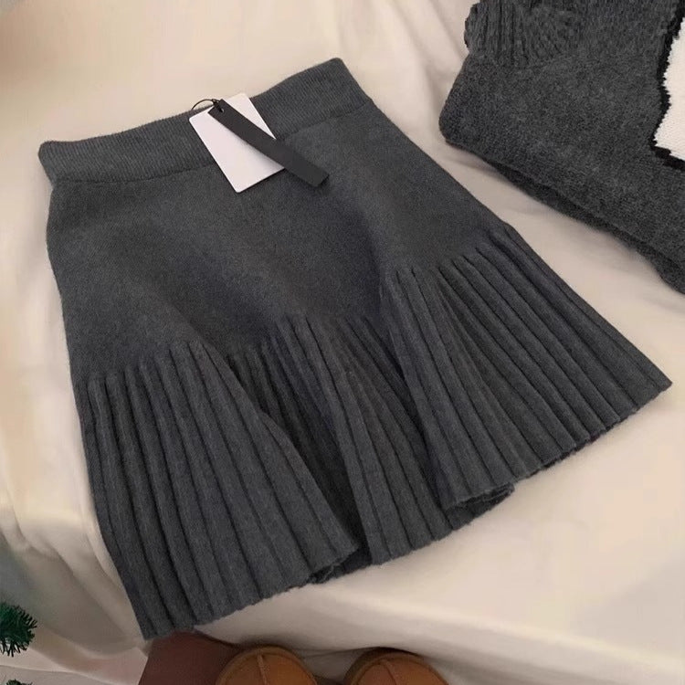 Women's Wool Knitted High Waist Skirt