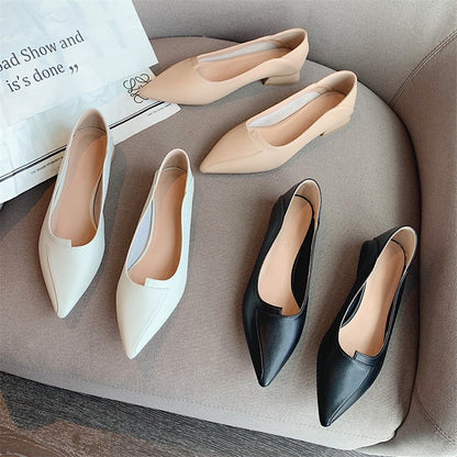 Pointed-toe Authentic Leather Women's Heel