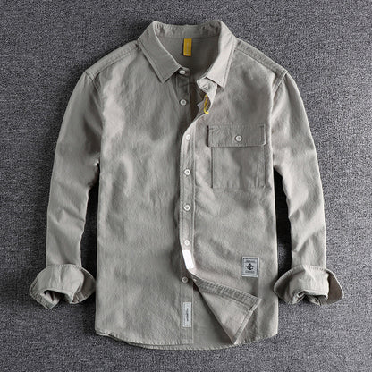 Retro Washed Texture Long-sleeved Shirt For Men