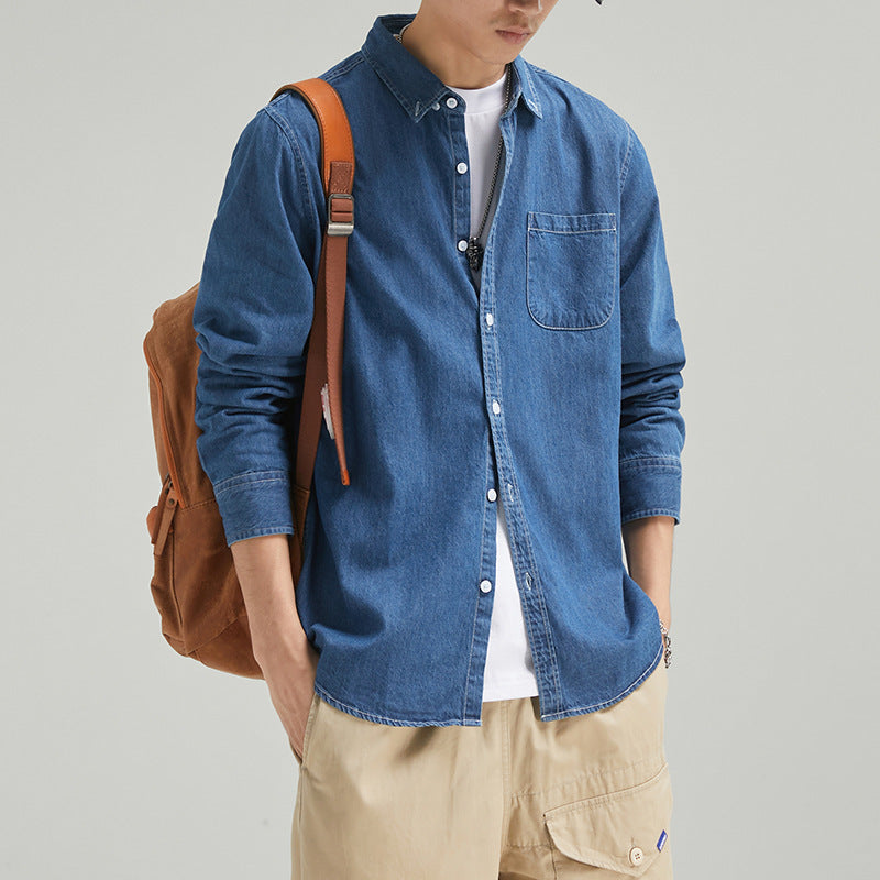 Men's Long Sleeve Casual Denim Shirt