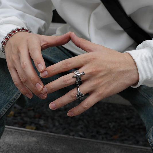 Vintage Silver Crane Goose Twin Men's And Women's Ring