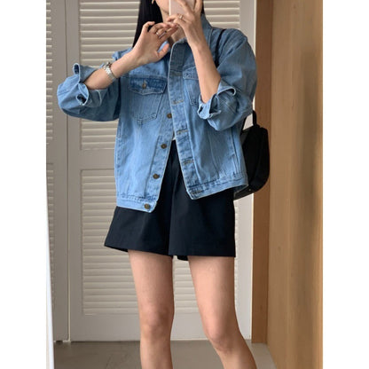 Simple Retro Washed  Women's Denim Jacket