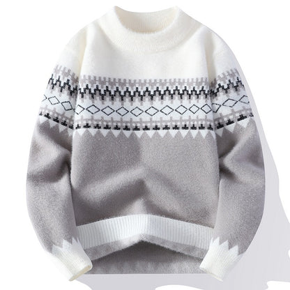 Fashion Men's Jacquard Pullover Knitted Sweater