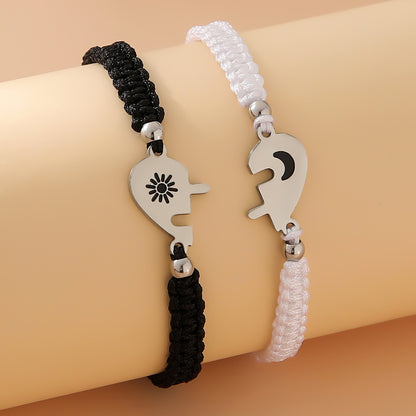 Hand-woven Sun Moon Couple Bracelets