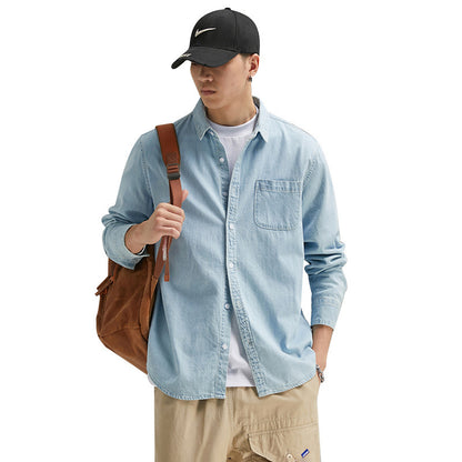 Men's Long Sleeve Casual Denim Shirt