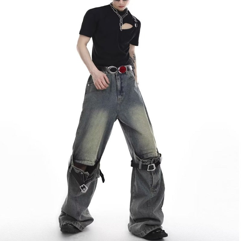 Men's Fashion Retro Worn Jeans