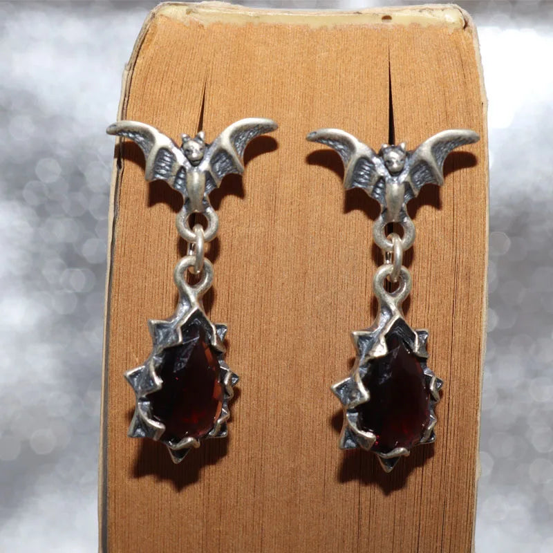 Gothic Dark Night Bat Zircon Earrings(Halloween Specials🎃)