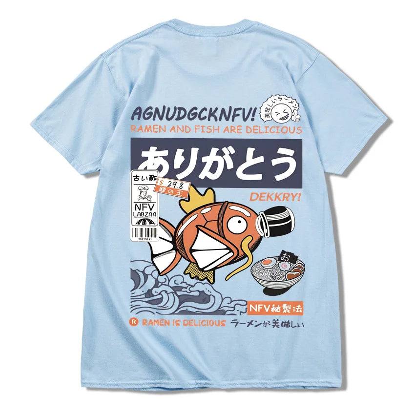 Japanese Fun Ramen Fish Graphic T-shirt