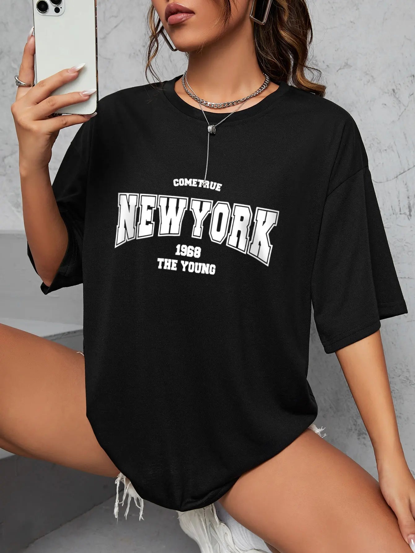 1968 The New York Is Young Cotton Woman Tshirts Oversize