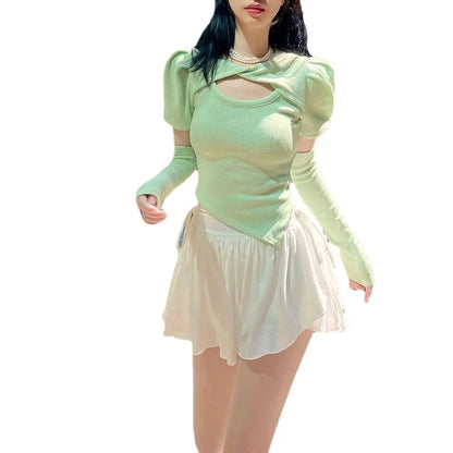 Korean Summer White Mini Skirts