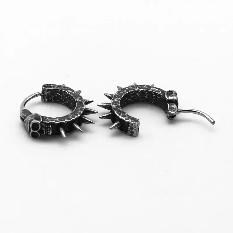 Retro Punk Black Skull Hoop Earrings(Halloween Specials🎃)