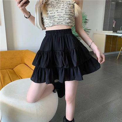 Korean High Waist White Mini Skirt