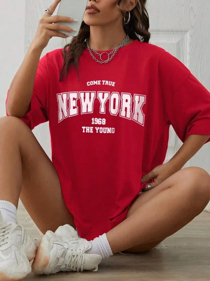 1968 The New York Is Young Cotton Woman Tshirts Oversize