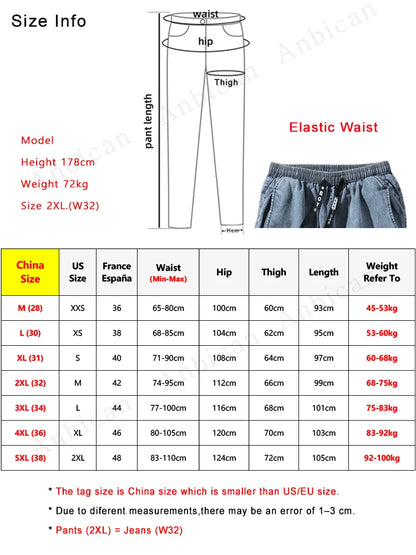 Black Blue Cargo Jeans Men Streetwear Pants