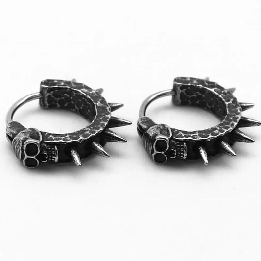 Retro Punk Black Skull Hoop Earrings(Halloween Specials🎃)