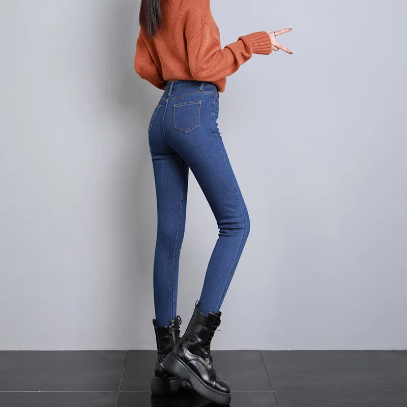 Women Skinny Thermal Jeans Stretchy Jeans