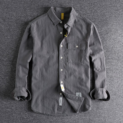 Retro Washed Texture Long-sleeved Shirt For Men