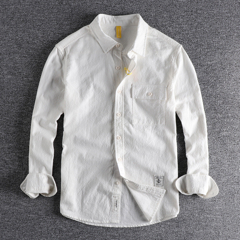 Retro Washed Texture Long-sleeved Shirt For Men