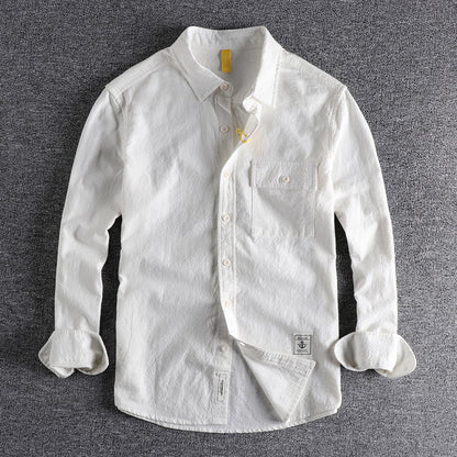 Retro Washed Texture Long-sleeved Shirt For Men