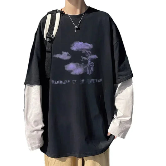 Men's oversize T-shirts Long-sleeved Dark Hip-hop