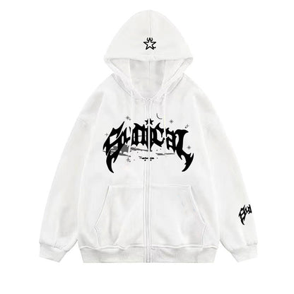 Vintage Gothic Letter Printed Hoodie