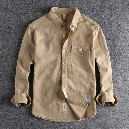 Retro Washed Texture Long-sleeved Shirt For Men