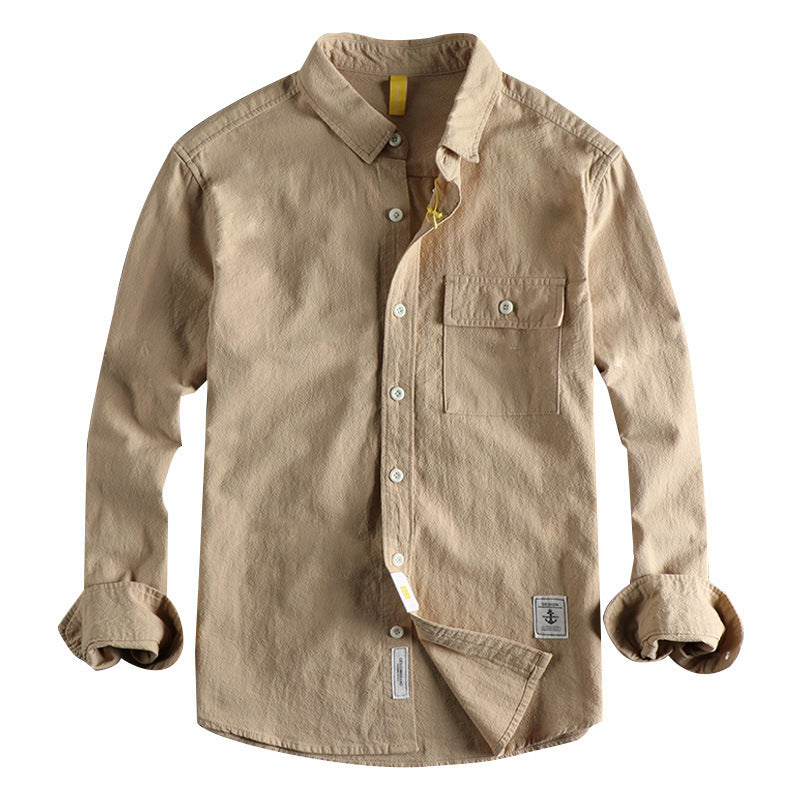 Retro Washed Texture Long-sleeved Shirt For Men